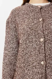 Lovelyİstanbul Gold buttoned Knitwear Cardigan  Brown - Image 4