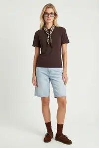 Lovelyİstanbul Basic Modal T-Shirt  Brown - Image 3