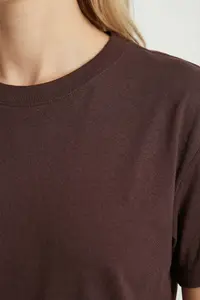 Lovelyİstanbul Basic Modal T-Shirt  Brown - Image 4