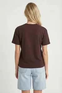 Lovelyİstanbul Basic Modal T-Shirt  Brown - Image 5