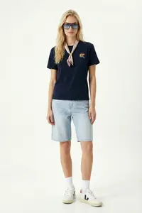 Lovelyİstanbul Embroidered Scarf Knitted T-shirt  DARK BLUE - Image 2