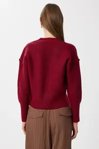 Lovelyİstanbul Chic buttoned Knitwear Cardigan  Burgundy - Image 5