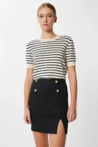 Lovelyİstanbul Chic buttoned slit Mini Knitting Skirt  Black - Image 2