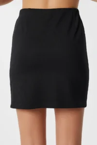 Lovelyİstanbul Chic buttoned slit Mini Knitting Skirt  Black - Image 5