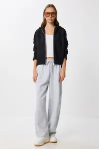 Lovelyİstanbul Hooded Zippered Knitwear Cardigan  Black - Image 4