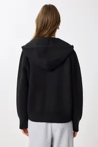 Lovelyİstanbul Hooded Zippered Knitwear Cardigan  Black - Image 5