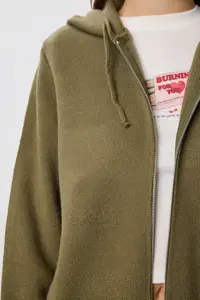 Lovelyİstanbul Hooded Zippered Knitwear Cardigan  OLIVE GREEN - Image 5