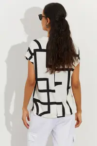 Cool & Sexy Women White Patterned V-neck Blouse - Image 2