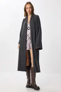 Lovelyİstanbul LONG soft Knitting Cardigan  Anthracite - Image 2