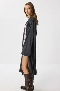 Lovelyİstanbul LONG soft Knitting Cardigan  Anthracite - Image 3