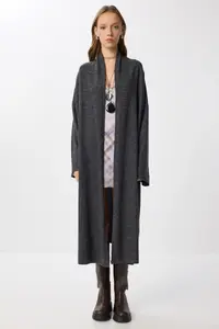 Lovelyİstanbul LONG soft Knitting Cardigan  Anthracite - Image 5