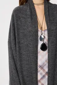 Lovelyİstanbul LONG soft Knitting Cardigan  Anthracite - Image 6