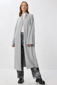 Lovelyİstanbul LONG soft Knitting Cardigan  Gray - Image 2