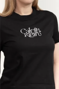 Calvin Klein Ss Fitted Script Te Women Crew Neck T-Shirt - Image 4