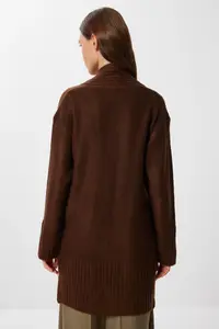 Lovelyİstanbul with pocket LONG Knitwear Cardigan  Brown - Image 5