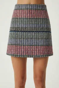 Lovelyİstanbul Patterned Mini Tweed Skirt  Black Pink - Image 2