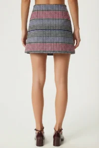 Lovelyİstanbul Patterned Mini Tweed Skirt  Black Pink - Image 5