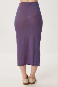 Lovelyİstanbul Patterned Gathered Summer Knitted Skirt  BLUE ORANGE - Image 5