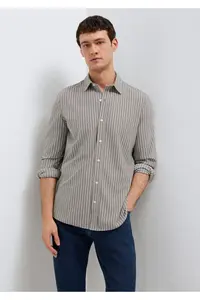Mavi Men's -91582 Striped Shirt Morel s on the background White