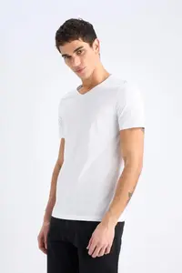 DeFacto Slim Fit V-Neck Basic Cotton T-Shirt - Image 4