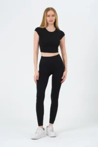 MİSTİRİK Alnus Model Seamless Plain Tights Soft Fabric Daily Tights Lacost Fabric Black Color