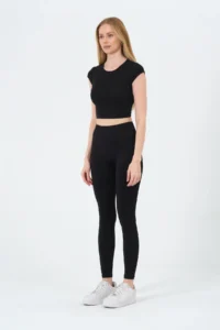 MİSTİRİK Alnus Model Seamless Plain Tights Soft Fabric Daily Tights Lacost Fabric Black Color - Image 4