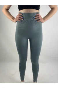 MİSTİRİK Tokyo Seamless Knitted Extra Soft Fabric High Waist Sports Tights Green Color - Image 3