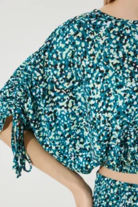 Happiness İstanbul Women's Green Patterned Blouse Palazzo Knitted Set - Image 5
