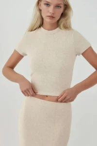 Hiccup Elastic Waist Soft textured slit Skirt - Image 3