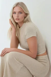 Hiccup Elastic Waist Soft textured slit Skirt - Image 4
