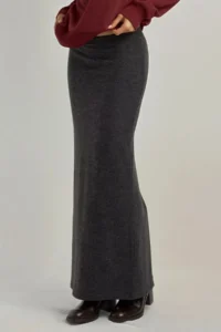 Hiccup Elastic Waist Soft textured slit Skirt