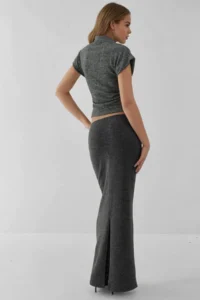 Hiccup Elastic Waist Soft textured slit Skirt - Image 4