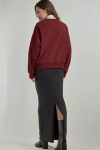 Hiccup Elastic Waist Soft textured slit Skirt - Image 5