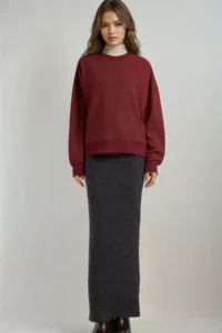 Hiccup Elastic Waist Soft textured slit Skirt - Image 6