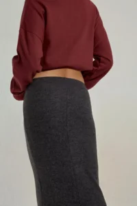 Hiccup Elastic Waist Soft textured slit Skirt - Image 7