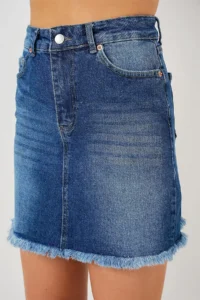 Hiccup BDART buttoned Narrow Kesim Mini Jeans Skirt - Image 3