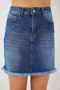 Hiccup BDART buttoned Narrow Kesim Mini Jeans Skirt - Image 5