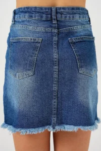Hiccup BDART buttoned Narrow Kesim Mini Jeans Skirt - Image 7
