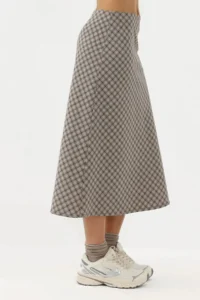 Hiccup Zippered Midi A-Form Kesim Plaid Skirt - Image 2