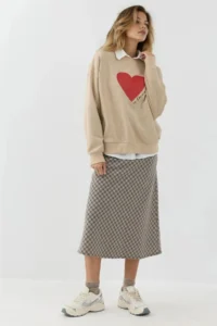Hiccup Zippered Midi A-Form Kesim Plaid Skirt - Image 3