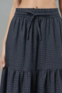 Hiccup Elastic Waist Square Patterned Lace Tiered Maxi Skirt - Image 6