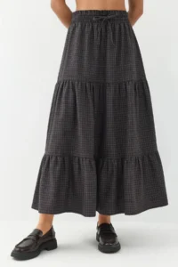 Hiccup Elastic Waist Control Knotted Layered LONG Skirt - Image 3