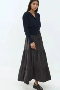 Hiccup Elastic Waist Control Knotted Layered LONG Skirt - Image 4