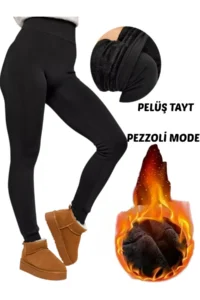 MİSTİRİK Pezzoli Model Warm Plush Inside Tights Biker Model Wrap Tights Black Color