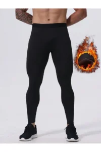 MİSTİRİK Pezzoli Model Plush Inside Heat Resistant Men's Plush Tights Black Color - Image 5