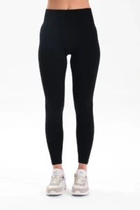 MİSTİRİK Alnus Knitted Model Sports Tights with Firming Effect High Waist Plain Tights Black Color - Image 3