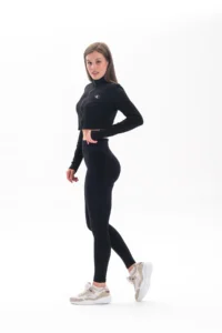 MİSTİRİK Alnus Knitted Model Sports Tights with Firming Effect High Waist Plain Tights Black Color - Image 4