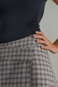Hiccup High Waist Plaid Midi Skirt - Image 3