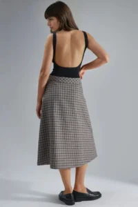 Hiccup High Waist Plaid Midi Skirt - Image 5