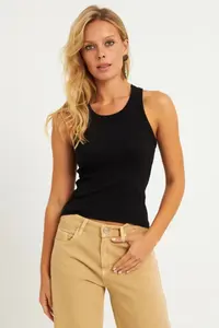 Cool & Sexy Women's Black-White Double Halter Neck Corded Blouse - Image 2